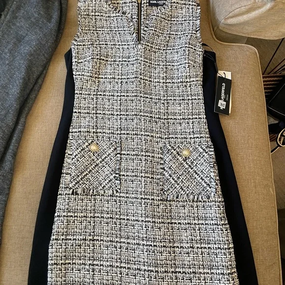 Karl Lagerfeld Black and White Tweed Mini Skirt - Picture 2 of 6